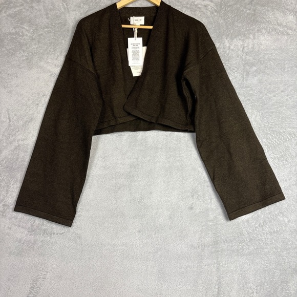 Veiled Sweaters - Veiled Cropped Knit Cardigan Shrug Black Forest Green Medium NWT Luxury